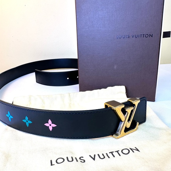 Louis Vuitton Monogram New Wave Black Leather Belt GHW 31.75”-35.75” Box Bag COA - Picture 8 of 12
